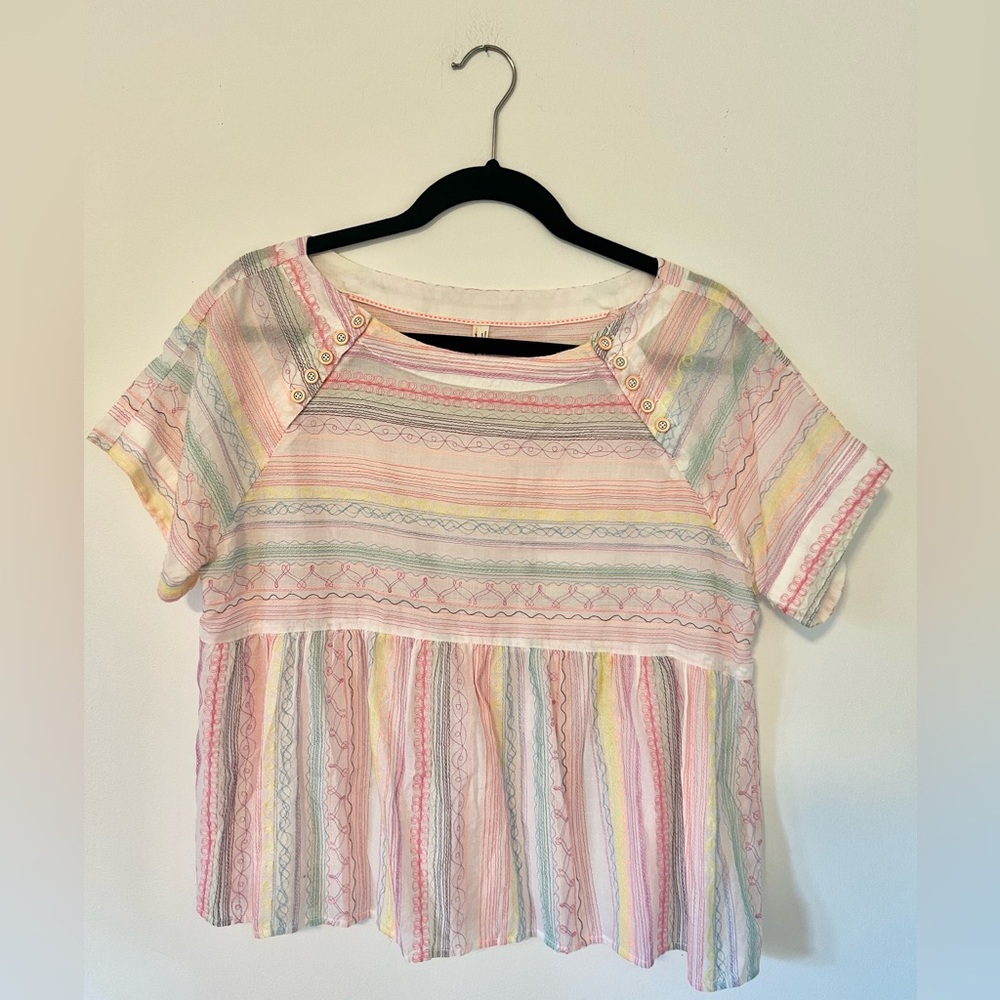 Anthropologie Embroidered Tee